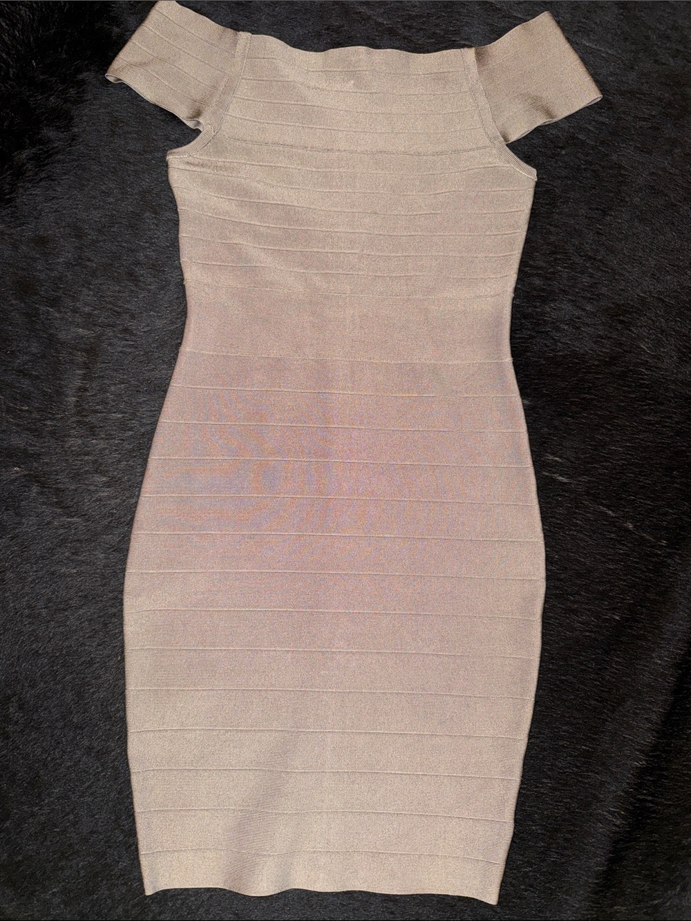 Marciano Beige-khaki Off-Shoulder Bandage Midi Dress